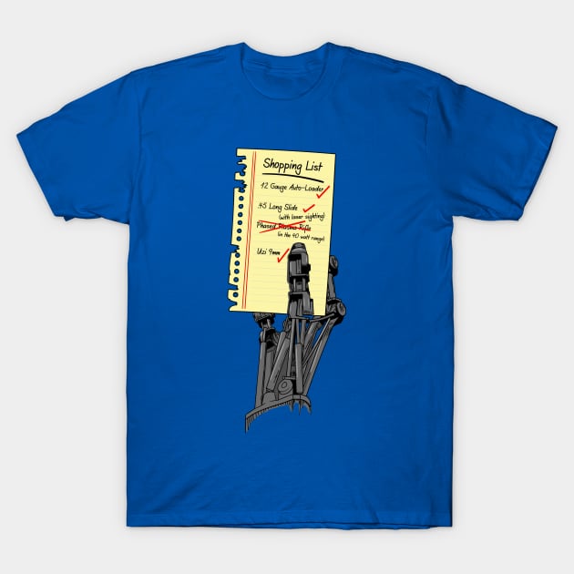 Gun Shopping List T-Shirt by Meta Cortex